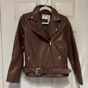 Old Navy Women's Chocolate Leather Moto Jacket